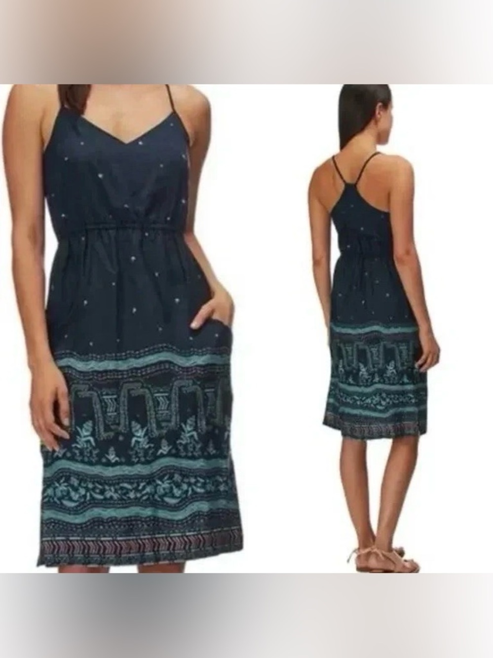 Patagonia Navy Blue Printed Midi Dress